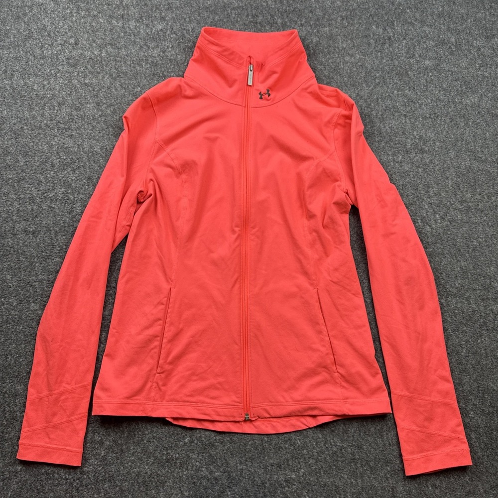 Under Armour Womens Full Zip Running Athletic Track Jacket Neom Pink Size Large